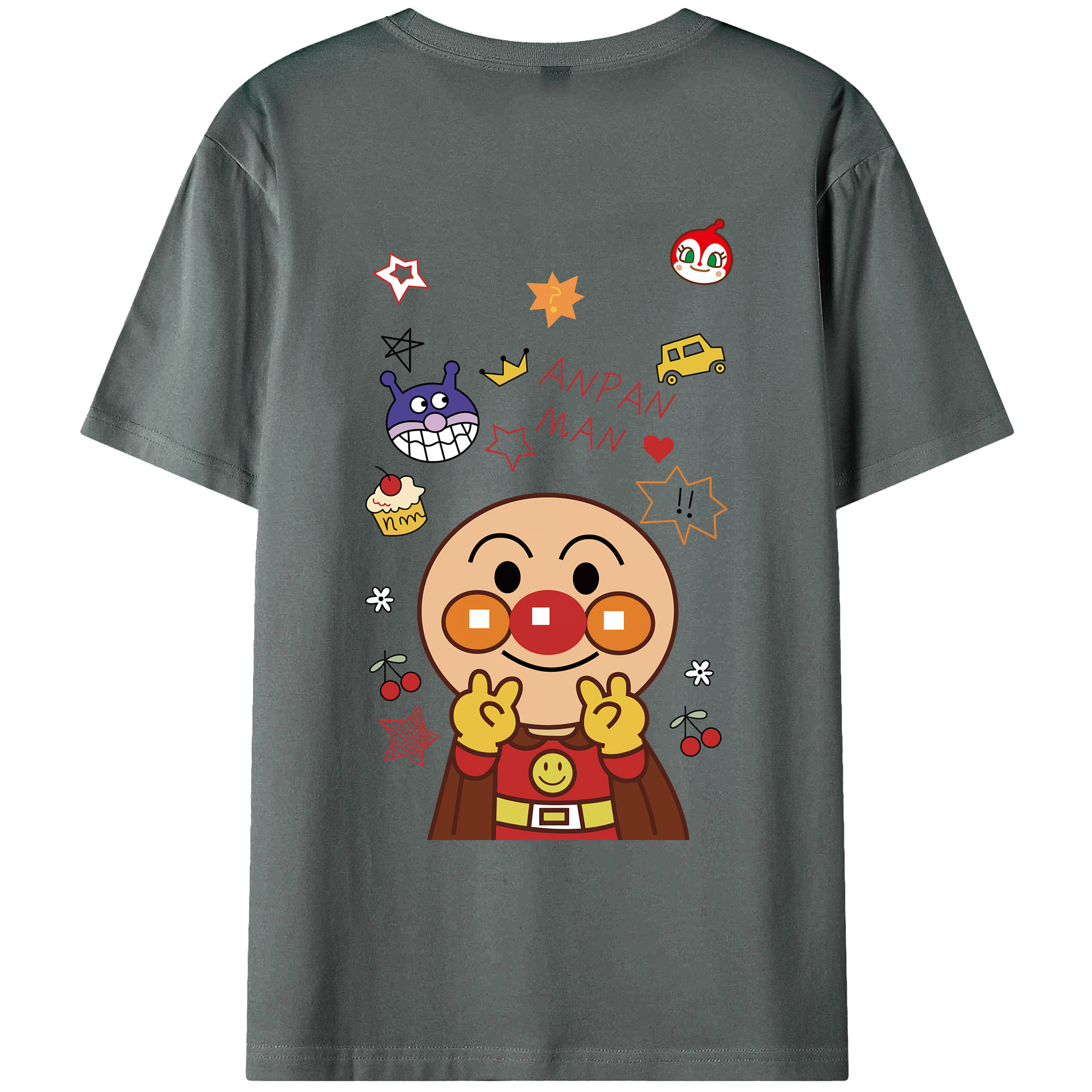 （画像用） アンパンマン Anpanman 綿100％ メンズ半袖Tシャツ（バックプリント） 通気性